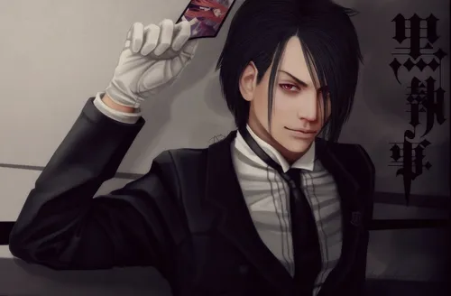 Темный Дворецкий Обои на телефон человек с черными волосами и белой перчаткой на руке