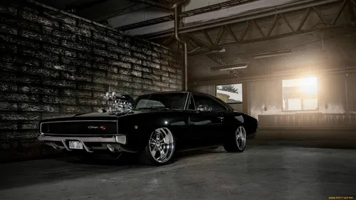 Dodge Charger 1969 Обои на телефон автомобиль, припаркованный в гараже