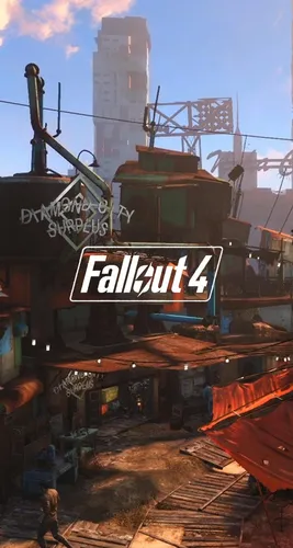 Fallout 4 Обои на телефон человек, идущий перед фабрикой