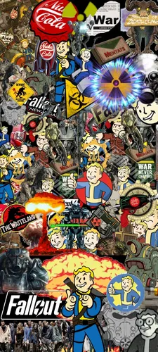 Fallout 4 Обои на телефон стена с персонажами мультфильмов