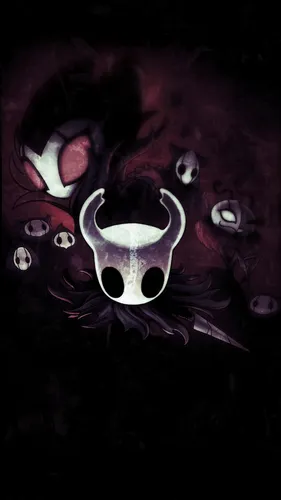 Hollow Knight Обои на телефон черно-красная маска