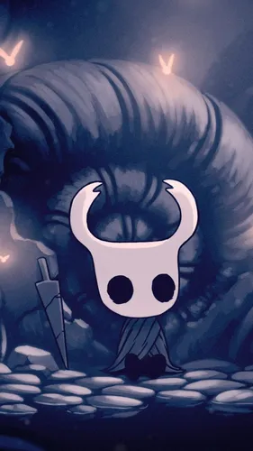 Hollow Knight Обои на телефон бело-черный череп