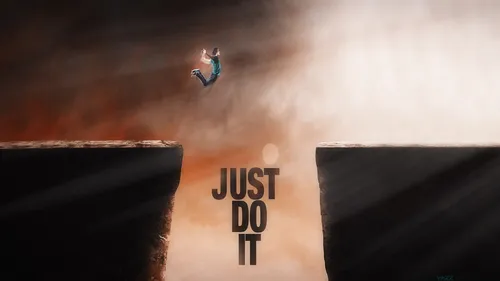 Just Do It Обои на телефон человек прыгает со скалы