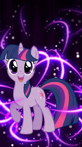 My Little Pony Обои на телефон мультипликационный персонаж с фиолетовыми огнями