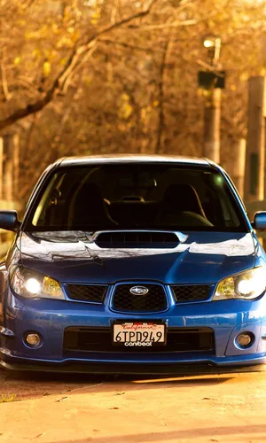 Subaru Impreza Wrx Sti Обои на телефон синий автомобиль, припаркованный на обочине дороги