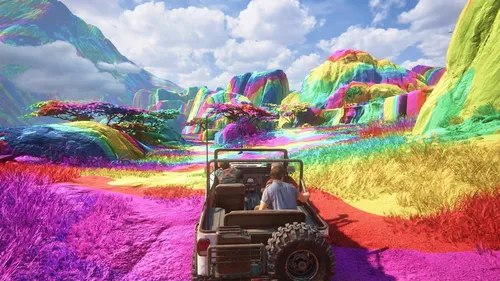 Uncharted 4 Обои на телефон человек за рулем автомобиля в цветочном поле
