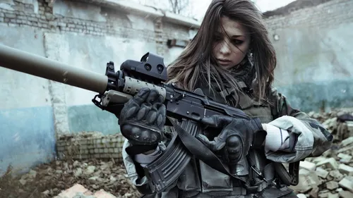 Наслаждайтесь Фени, Армия России Обои на телефон женщина с пистолетом
