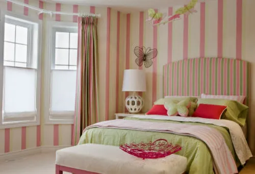 Виды Обоев Обои на телефон спальня с розовыми и белыми полосатыми обоями