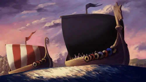 Викинги Арт Обои на телефон карикатура с кораблем