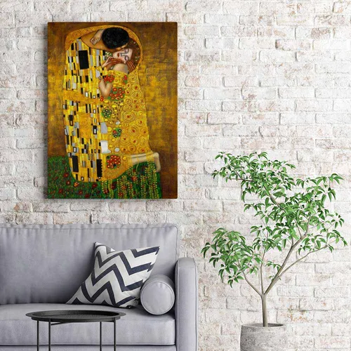 Густав Климт Поцелуй Обои на телефон диван и картина на стене
