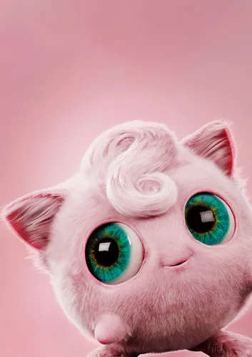 Детектив Пикачу Обои на телефон розовый кот с голубыми глазами