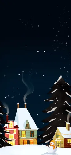 Милый Новогодний Зимний Обои на телефон дом со снегом на земле