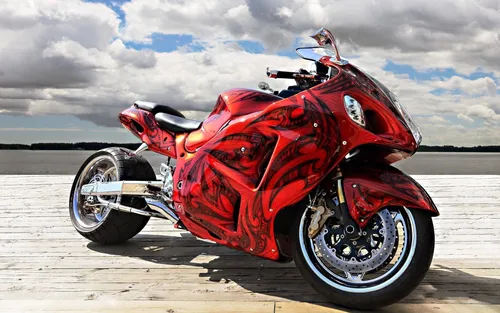 Мотоциклы Hd Обои на телефон красный мотоцикл, припаркованный на причале