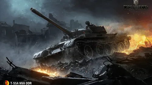 Ворлд Оф Танкс Обои на телефон видеоигра, показывающая танк, стреляющий из пушки