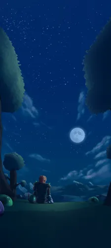 Андертейл Обои на телефон человек, сидящий на скале и смотрящий на луну