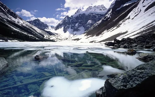 Зима Горы Обои на телефон водоем с горами сзади