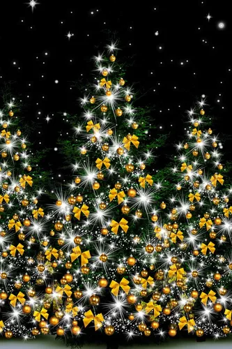 Новогодний Зимние Обои на телефон дерево с желтыми цветами