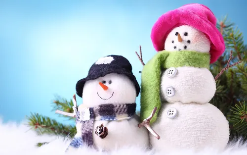 Новогодний Зимние Обои на телефон пара снеговиков