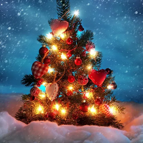 Новогодний Зимние Обои на телефон дерево с огнями и украшениями