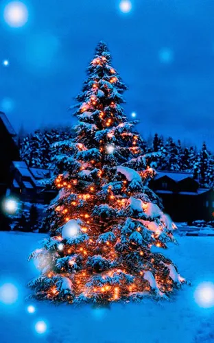 Новогодние Шары Обои на телефон дерево с огнями и украшениями