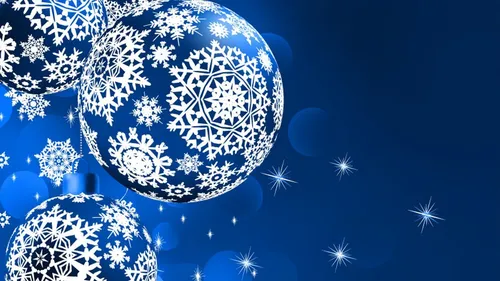 Новогодние Шары Обои на телефон синий фон с бело-голубой сферой и снежинками