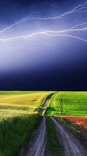 Погода Обои на телефон грунтовая дорога через поле