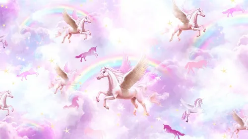 Розовые С Единорогом Обои на телефон группа единорогов, летающих в небе