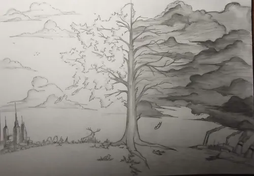 Для Срисовки Картинки дерево в заснеженном месте