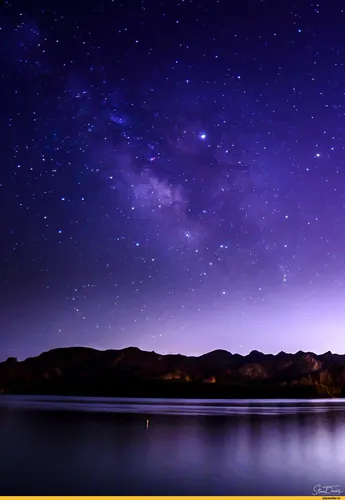 Красивые Картинки звездное ночное небо над озером