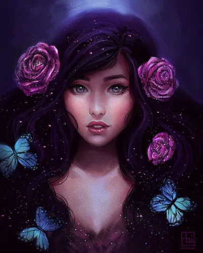 Красивые Картинки женщина с цветами в волосах