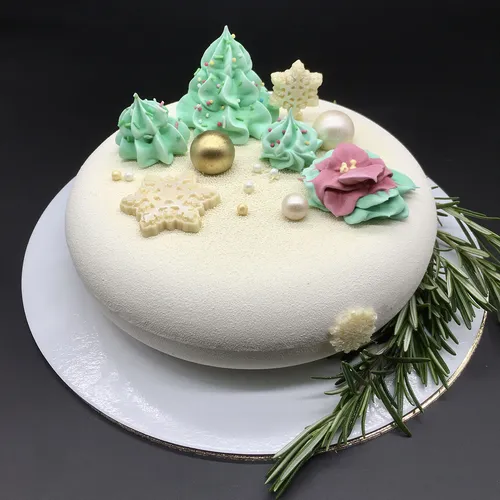 Новогодними Картинки торт с зеленой глазурью и цветком сверху