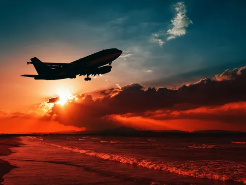 Красивые На Аву Картинки самолет, пролетающий над пляжем