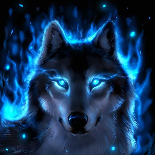 Крутые Картинки волк с голубыми глазами