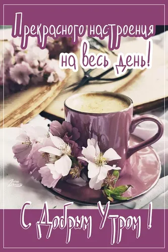 Доброе Утро Красивые Интересные Новые Картинки чашка кофе и цветы