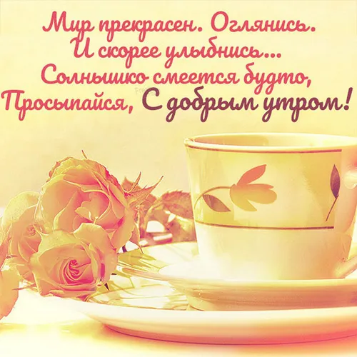 Доброе Утро Красивые Интересные Новые Картинки чашка чая с цветочным узором сбоку
