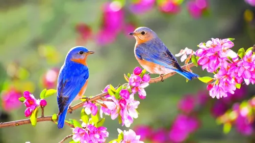 Весна Картинки две птицы на ветке