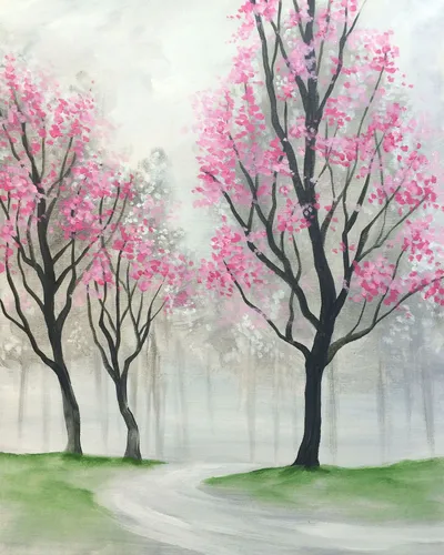 Весна Картинки группа деревьев с розовыми цветами