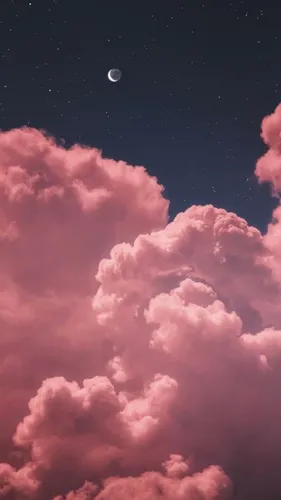 Розовый Модный Обои на телефон луна в небе