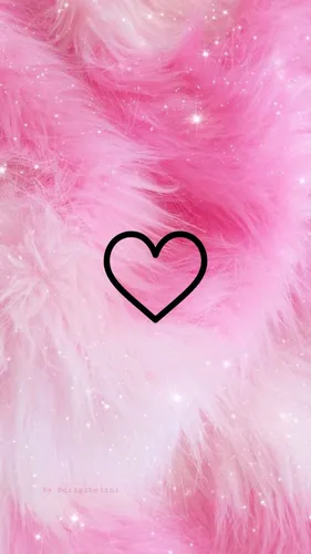 Розовый Модный Обои на телефон черное сердце с черным контуром