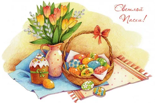 Пасха Картинки корзина яиц с цветами