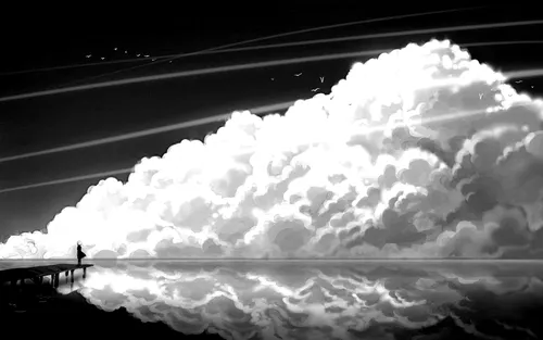 Черно Белые Картинки большое облако дыма