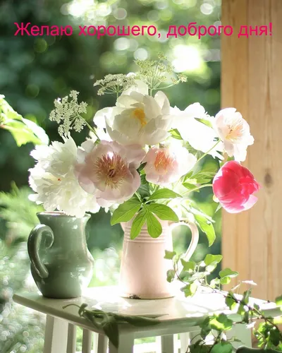 Доброго Дня Картинки ваза с цветами на столе