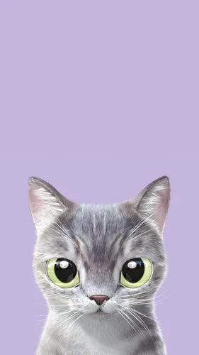 Котики Арт Обои на телефон кошка с зелеными глазами