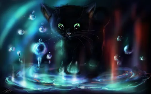 Котики Арт Обои на телефон кошка в воде