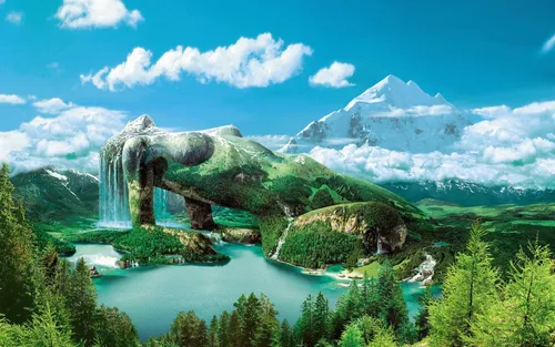 Природы Картинки водопад и гора