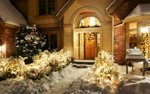 Уютный Новогодние Обои на телефон дом, покрытый снегом