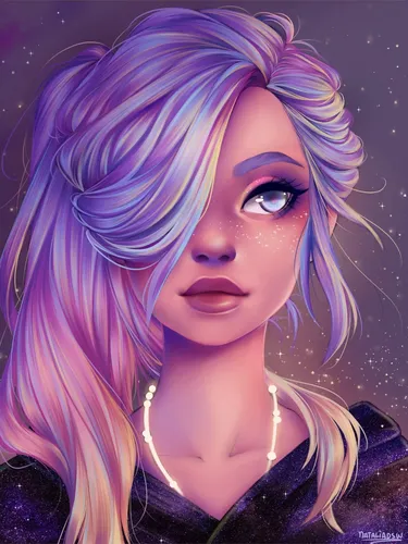 Девочек Картинки женщина с фиолетовыми волосами