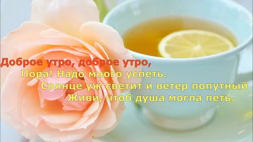 Доброе Утро Со Словами Картинки чашка чая и лимон