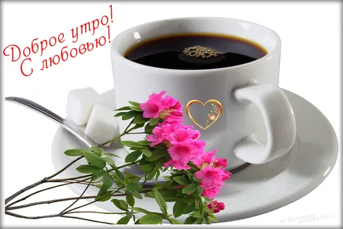 Доброе Утро Самые Красивые Картинки чашка кофе с ложкой