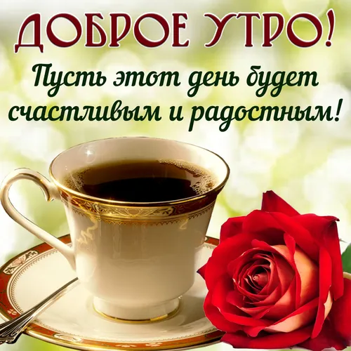 Доброе Утро Хорошего Дня Картинки чашка кофе и роза